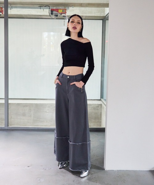 「WONEM」 ダメージ加工デニムパンツ 1 ホワイト レディース