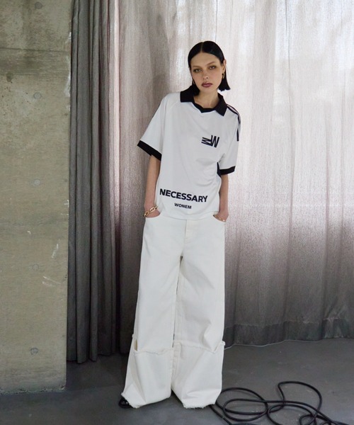 「WONEM」 ダメージ加工デニムパンツ 1 ホワイト レディース