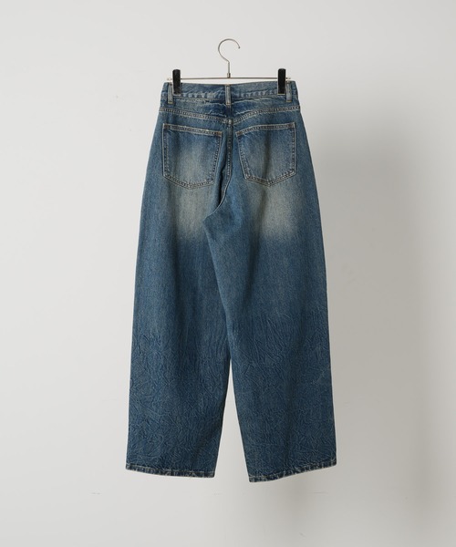 「FEKETE」 加工デニムパンツ SMALL ブルー レディース