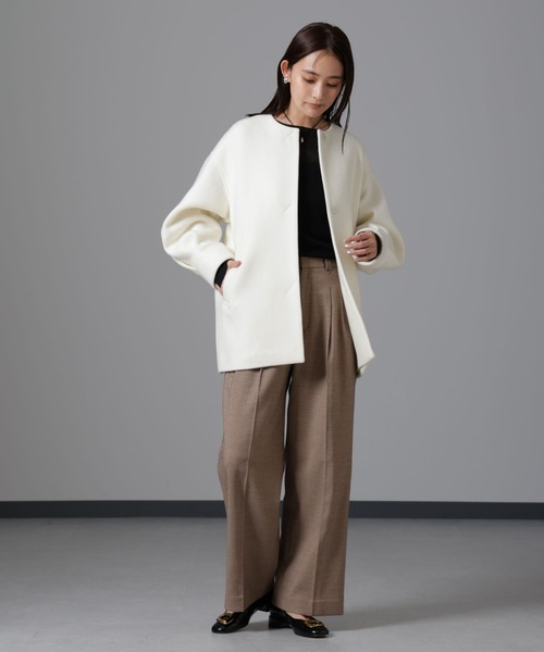 NANO universe（ナノ・ユニバース） ノーカラーコート S オフホワイト