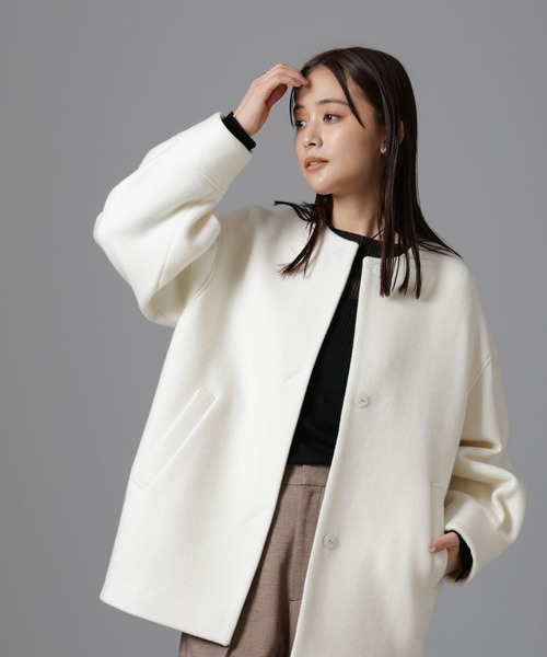 NANO universe（ナノ・ユニバース） ノーカラーコート S オフホワイト