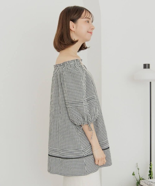 「flower」 7分袖ブラウス FREE ブラック レディース_画像4