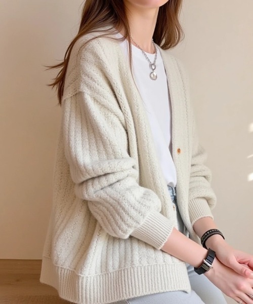 専用。美品　ケイミー　定番　カーディガン　ホワイト cammie カーディガン 透かし編み模様ニットカーディガン レディース