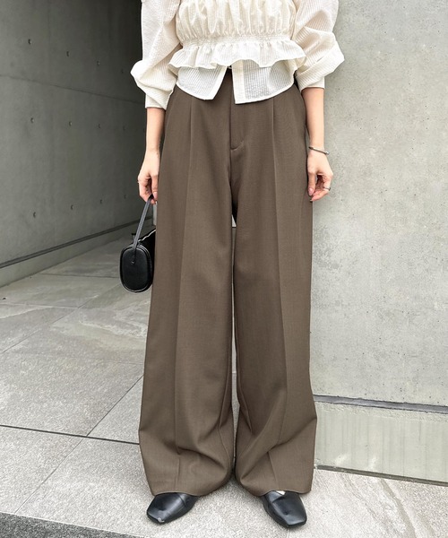 Freesia ワイドパンツ スラックス パンツ タックワイドロングパンツ Freesia ワイドパンツ スラックス パンツ タックワイドロングパンツ