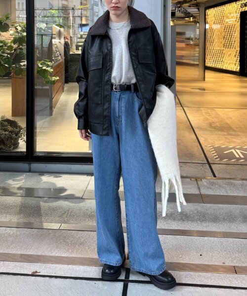 革ライダーブルゾン CIAOPANIC TYPY レザージャケット ライダース 「ユニセックス」襟ボア