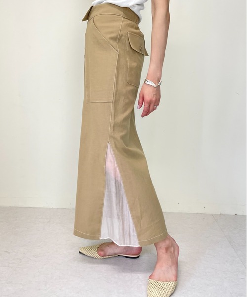 「TEVALT」 ロングスカート 38 キャメル レディース_画像4