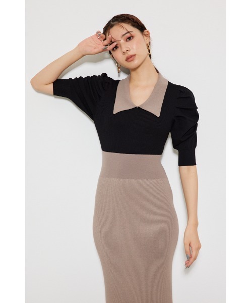 「rienda」 半袖ワンピース FREE ブラック レディース_画像2