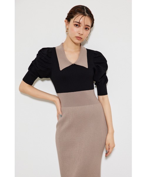 「rienda」 半袖ワンピース FREE ブラック レディース_画像3