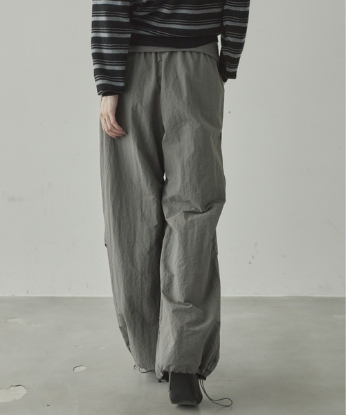 カーゴパンツ ウエストデザインワイドカーゴパンツ レディース