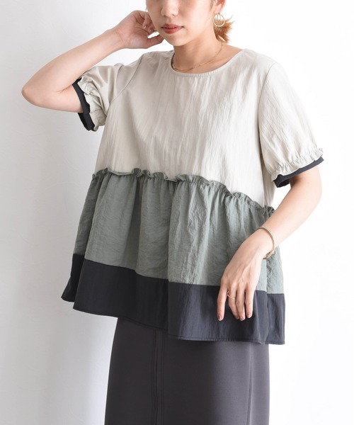 「Eimee Law」 半袖ブラウス 38 ベージュ レディース_画像8