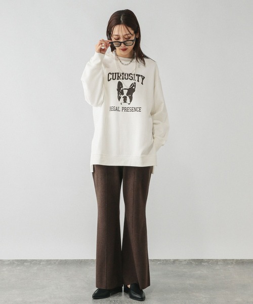 Inside 23 　ドローイングプリント　クルーネックスウェットBK×WH Inside23 クルーネックスウェット with キーホルダー 新 モデル