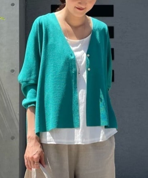 BEARDSLEY（ビアズリー） 7分袖ニットカーディガン FREE グリーン