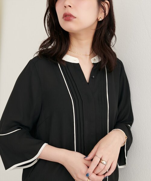 「natural couture」 半袖ブラウス FREE グレイッシュベージュ レディース_画像7