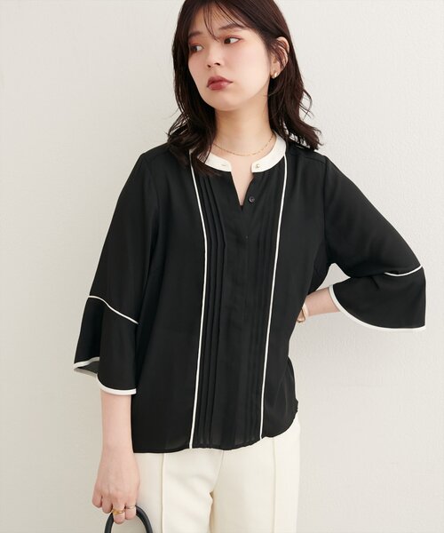 「natural couture」 半袖ブラウス FREE グレイッシュベージュ レディース_画像8