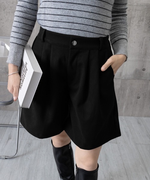 The Envoy Professional 黒 ショートパンツ M miniministore（ミニミニストア） パンツ タックショートパンツウール