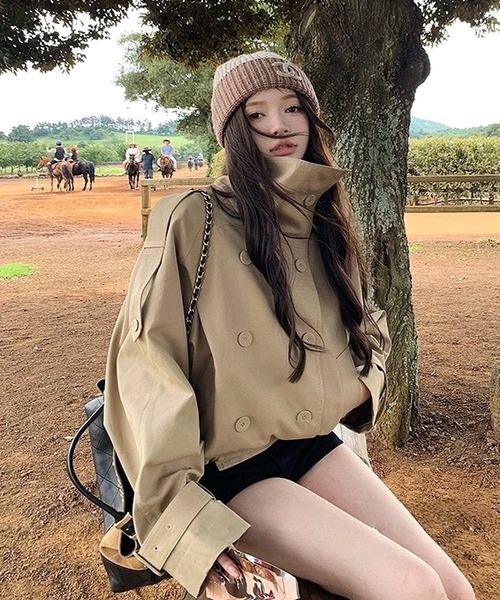 inst.ALL コート アウター スタンドスプリングダブルショートコート