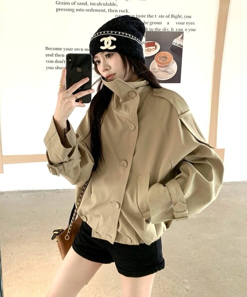 inst.ALL コート アウター スタンドスプリングダブルショートコート