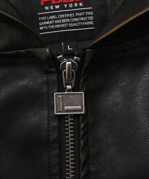 ブルゾン アウター FUBU フブ ブランド Faux Leather Hoodie / フェイクレザーパーカー PUレザー（セットアップ対応）の画像