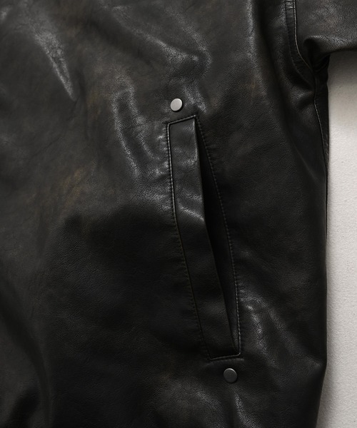 ブルゾン アウター FUBU フブ ブランド Faux Leather Hoodie / フェイクレザーパーカー PUレザー（セットアップ対応）の画像