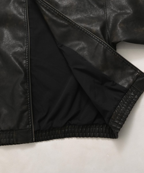 ブルゾン アウター FUBU フブ ブランド Faux Leather Hoodie / フェイクレザーパーカー PUレザー（セットアップ対応）の画像