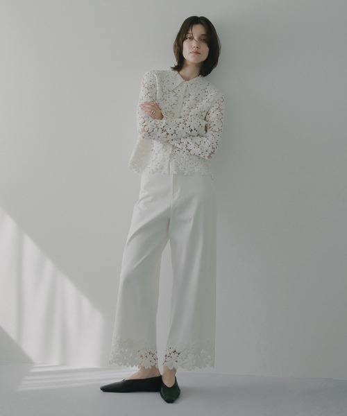 ジーンズ デニム デニムパンツ COTTON LACE DOCKING PANTS レディースの画像