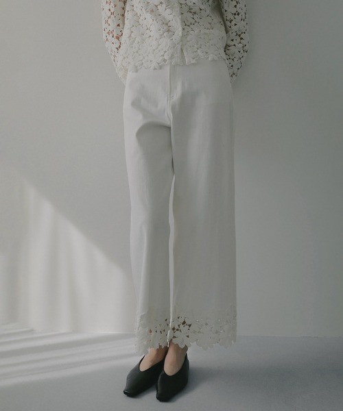 ジーンズ デニム デニムパンツ COTTON LACE DOCKING PANTS レディースの画像