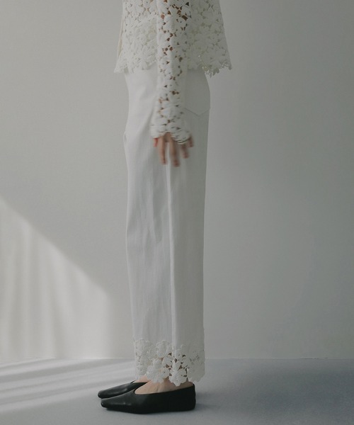 ジーンズ デニム デニムパンツ COTTON LACE DOCKING PANTS レディースの画像