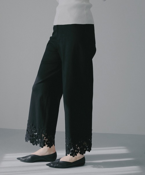 ジーンズ デニム デニムパンツ COTTON LACE DOCKING PANTS レディースの画像