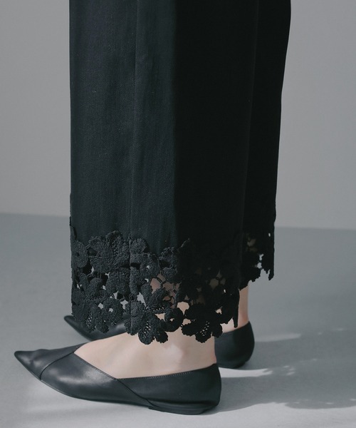 ジーンズ デニム デニムパンツ COTTON LACE DOCKING PANTS レディースの画像