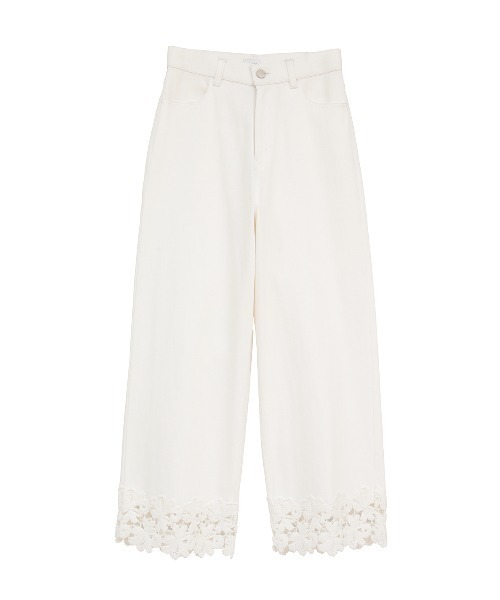 ジーンズ デニム デニムパンツ COTTON LACE DOCKING PANTS レディースの画像