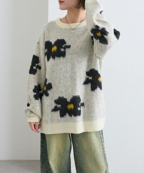 「w closet」 長袖ニット FREE ネイビー レディース_画像2