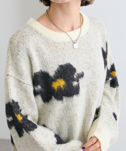 「w closet」 長袖ニット FREE ネイビー レディース_画像4