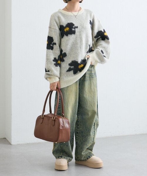 「w closet」 長袖ニット FREE ネイビー レディース_画像7