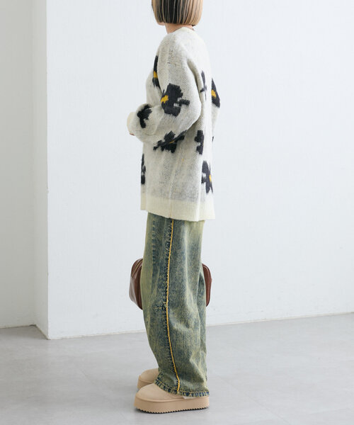 「w closet」 長袖ニット FREE ネイビー レディース_画像8