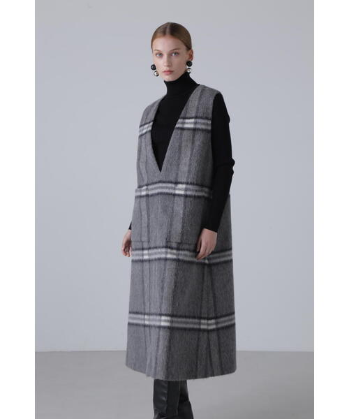 マ*君様 アドーア チェック ワンピース ジャンパースカート 38 ADORE（アドーア） ジャンパースカート アルパカシャギーチェック