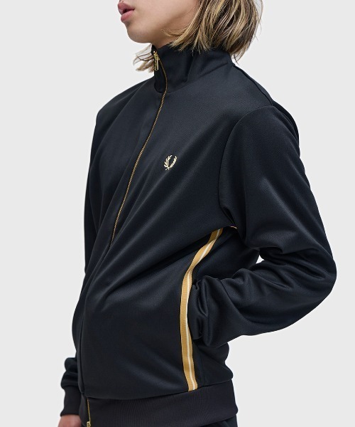 FRED PERRY トラックジャケット　 黒×金色　Sサイズ FRED PERRY（フレッドペリー） ジャージ Stripe Tape Track Jacket