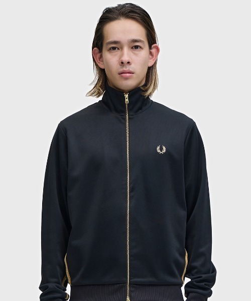 フレッドペリー ベロア トラックジャケット ジャージ ストライプ ロゴ刺繍 FRED PERRY（フレッドペリー） ジャージ Stripe Tape Track Jacket