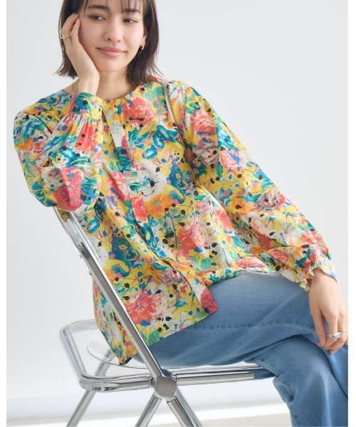 26SS今期✨シーニューヨーク　プリーツブラウス　五分袖　S　リンネル掲載 KATHARINE ROSS（キャサリンロス） ブラウス シャツ 「MADE IN JAPAN