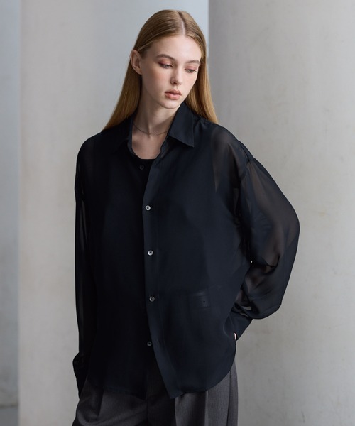 CLEL（クレイル） シャツ 「CLEL」Basic/Floral Pattern Sheer Shirt