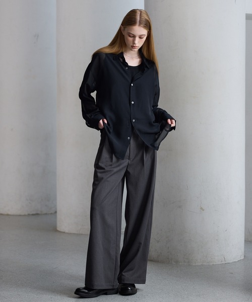 CLEL（クレイル） シャツ 「CLEL」Basic/Floral Pattern Sheer Shirt