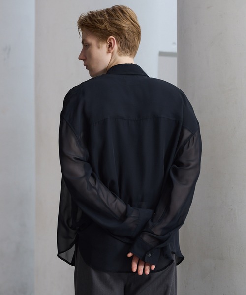 CLEL（クレイル） シャツ 「CLEL」Basic/Floral Pattern Sheer Shirt