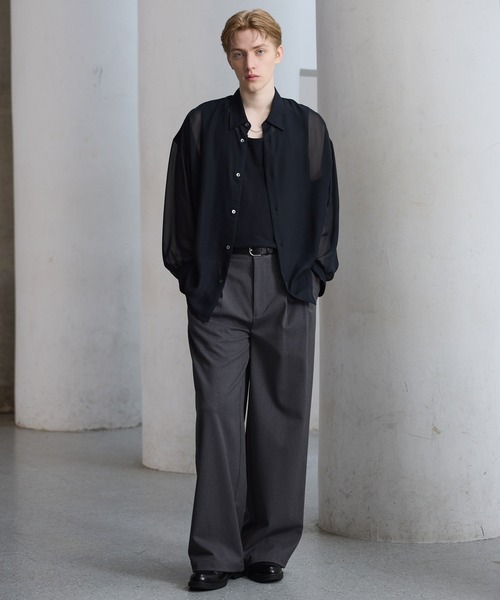 CLEL（クレイル） シャツ 「CLEL」Basic/Floral Pattern Sheer Shirt
