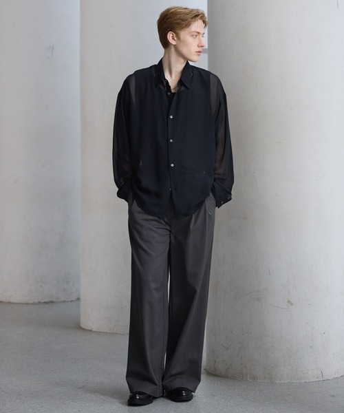 CLEL（クレイル） シャツ 「CLEL」Basic/Floral Pattern Sheer Shirt