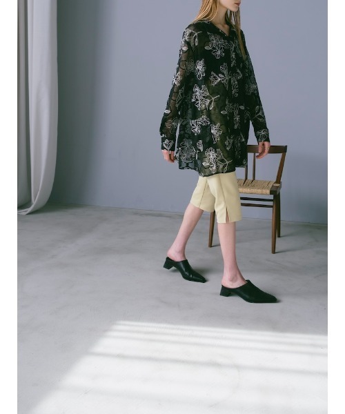 sahara（サハラ） ブラウス シャツ Flower Embroidery Over Shirt