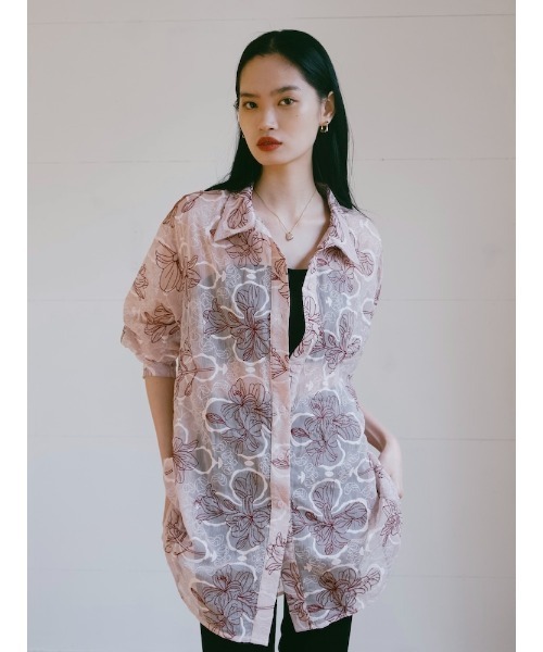 sahara Embroidered Sheer Shirt ブラック 未使用品 sahara（サハラ 