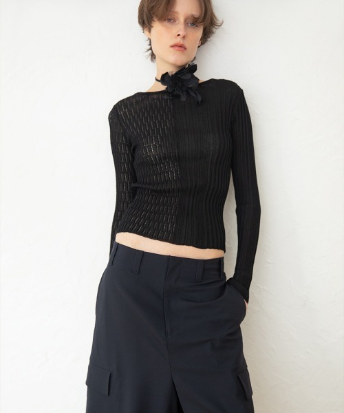 leinwande（ラインヴァンド） tシャツ Mixture Rib Knitted Top 