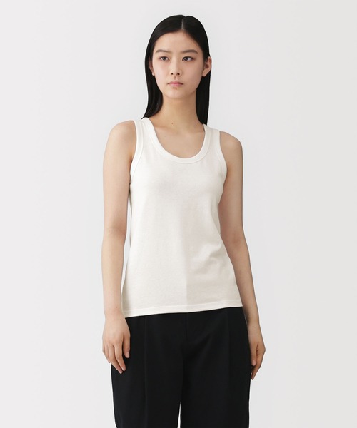 SHISHIKUI ホワイト ノースリーブタンクトップ MUJI Labo タンクトップ ノースリーブ 「MUJI Labo」婦人 リネン混
