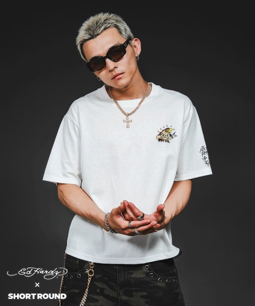 SHORT ROUND tシャツ SHORT ROUND/ Ed HardyグラフィックT メンズ