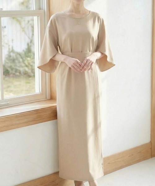 「cammie」 半袖ワンピース M ベージュ レディース_画像5