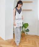 キャミソール 刺繍レース Aラインキャミソール...の詳細画像1